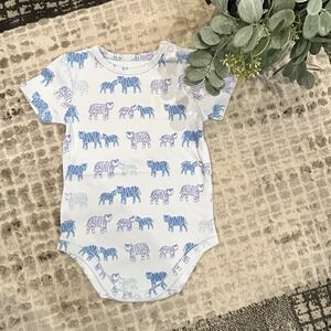 Janie and Jack One Piece Bodysuit Size 3-6 Mos‎ Soft Blue Tiger Print Cotton NEW